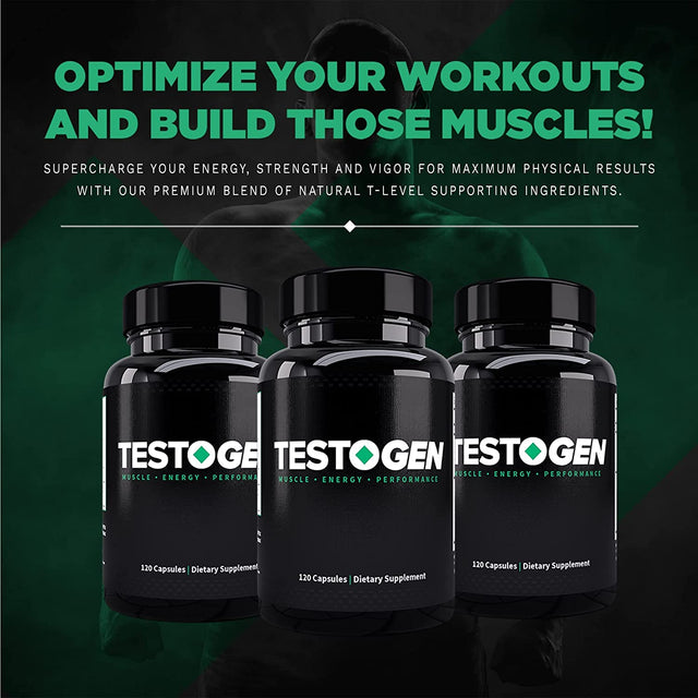 Testogen: Natural T-Level Supplement for Men - 1-Month Supply - Optimised Male Enhancement Herbal Blend with Magnesium, Zinc, Fenugreek, Red Ginseng and More for Stamina, Endurance and Energy Support