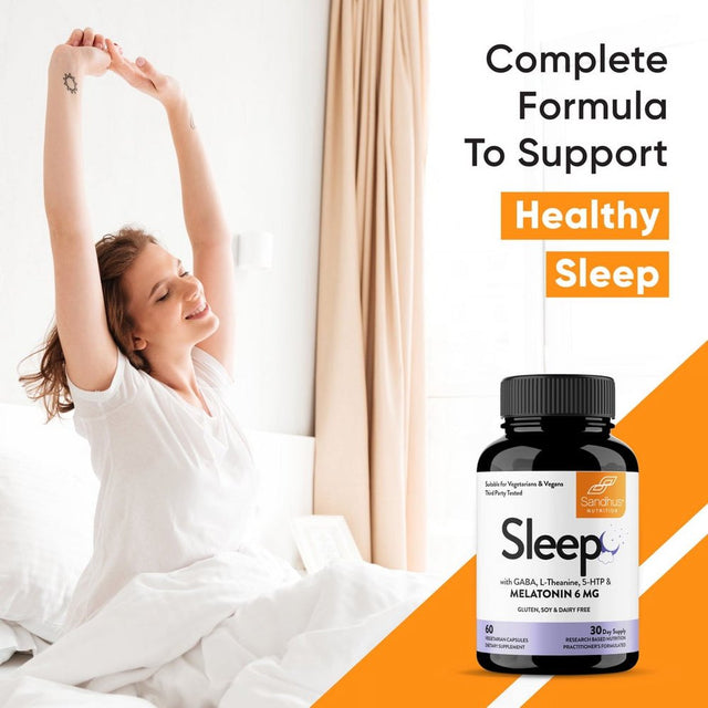 Sandhu'S Sleep Support Capsules, 6MG Melatonin With, GABA, L-Theanine, 5-HTP & Magnesium, 60 Counts