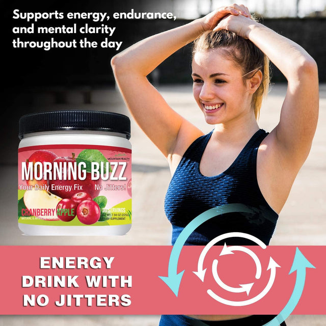 Energy Powder Drink - Energy Boost Drink Mix - Sugar-Free Energy with Antioxidants - Morning Kickstart and Sports Nutrition Endurance Product - 30 Servings, Cranberry Apple, 8 Ounces