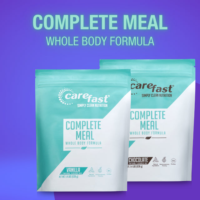 Carefast Complete Meal Replacement Powder Shake Drink Mix - Vanilla Flavored - 30G of Plant & Dairy Based Natural Protein - over 20 Vitamins & Minerals - Delicious Healthy Low Carb Lean Diet Smoothie