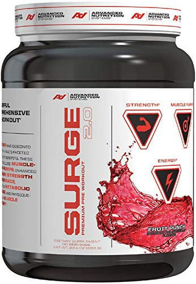 Advanced Nutrition Systems | SURGE 2.0 - Pre Workout Energy Powder; with Alkalyn, Creatine Magnapower, Carosyn Beta Alanine, Nitric Oxide| Pineapple, 663 G, 30 Servings