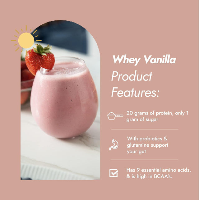 Whey Protein Vanilla by Dr. Nancy MD (14 Servings, 31.5G) 22G Whey Protein, Bcaa’S, with Added L-Glutamine & Probiotics