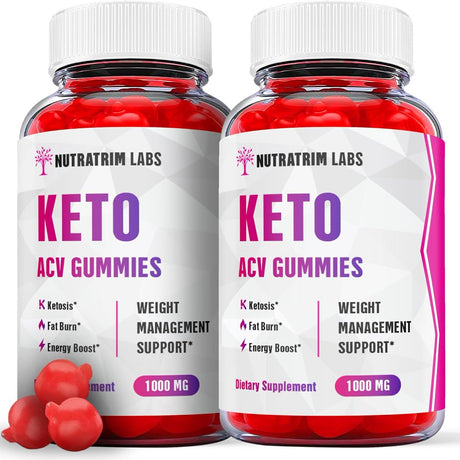 (2 Pack) Nutratrim Labs Keto ACV Gummies - Apple Cider Vinegar Supplement for Weight Loss - Energy & Focus Boosting Dietary Supplements for Weight Management & Metabolism - Fat Burn - 120 Gummies