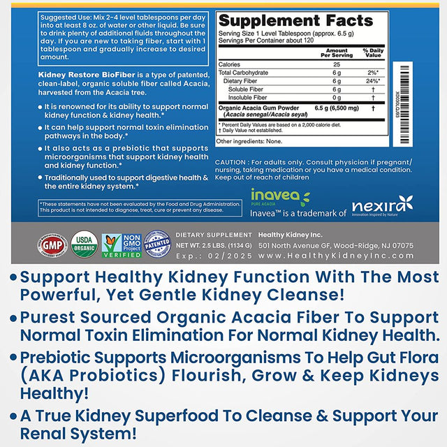 Kidney Restore Bio Fiber, Supports Kidney Health and Toxin Elimination, 2.5 Lbs.