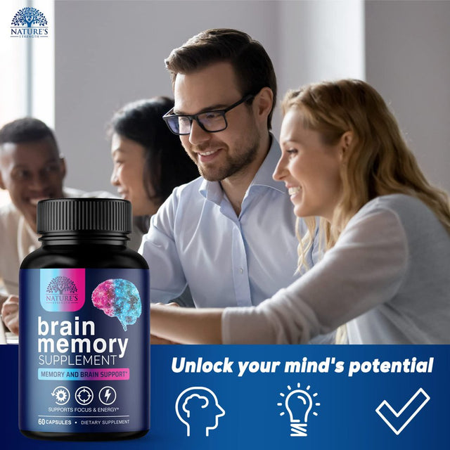 Nootropic Brain Supplements Focus Memory Supplement Pills - Mental Support & Concentration - Brain Health & Energy with B Vitamins, Phosphatidylserine, Nature'S Vitamins for Men & Women - 60 Capsules