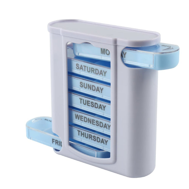 Willstar Stackable Daily Pill Organizer Case Weekly Pill Medicine Reminder Box Folding Sort Pill Box Container with 7 Individual Stacking Cases 4 Times a Day 7 Day Pill Storage Dispenser