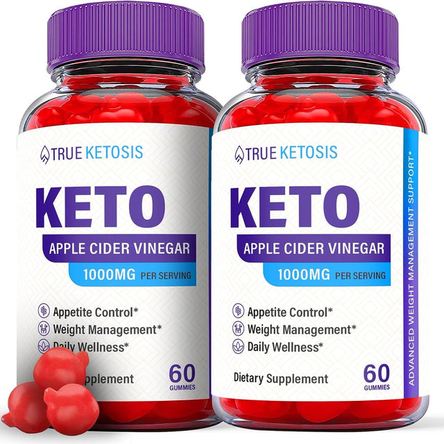 (2 Pack) True Ketosis Keto ACV Gummies - Apple Cider Vinegar Supplement for Weight Loss - Energy & Focus Boosting Dietary Supplements for Weight Management & Metabolism - Fat Burn - 120 Gummies