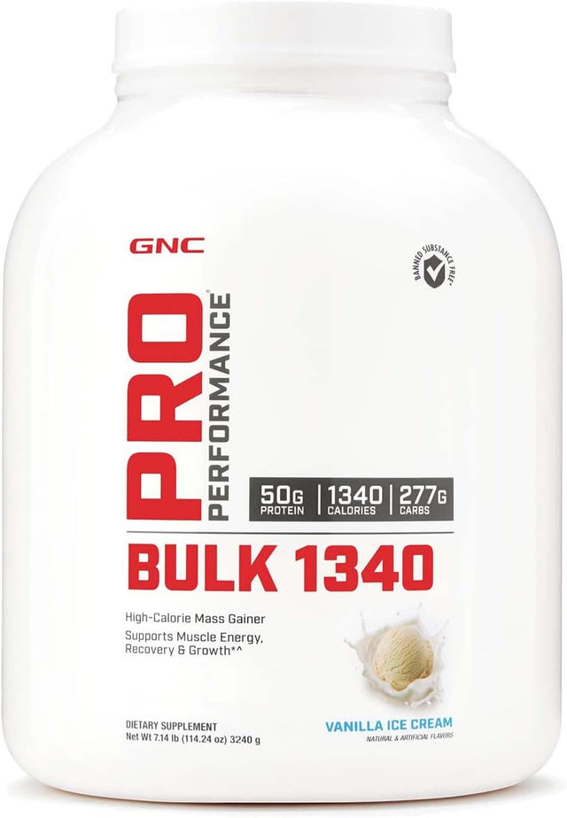 GNC Pro Performance Bulk 1340 - Vanilla Ice Cream, 9 Servings, Supports Muscle Energy, Recovery and Growth