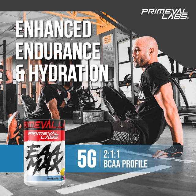 Primeval Labs EAA Max, BCAA Perfect Amino Acid Powder - Pre or Post Workout Muscle Recovery - Bcaas, Eaas, Electrolytes, Supports Hydration & Performance, Keto Friendly (Smashberry)