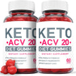 (2 Pack) Keto ACV 20 Gummies - Supplement for Weight Loss - Energy & Focus Boosting Dietary Supplements for Weight Management & Metabolism - Fat Burn - 120 Gummies