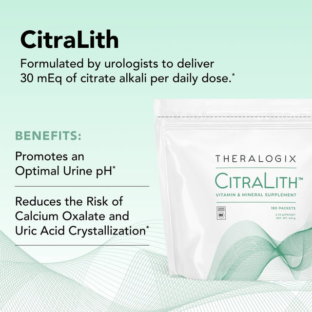 Theralogix Citralith Vitamin & Mineral Supplement for Kidney & Urine Chemistry Health, 90 Day Supply (180 Packets)