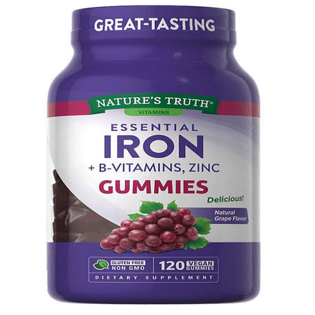 Nature'S Truth Iron Gummies with B-Vitamins + Zinc, Natural Grape Flavor (120 Ct.)