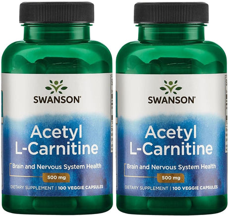 Swanson Acetyl-L-Carnitine - Amino Acid Supplement Promoting Cognitive Health & Muscle Support - Natural Formula May Promote Nervous System Health - (100 Veggie Capsules) 2 Pack