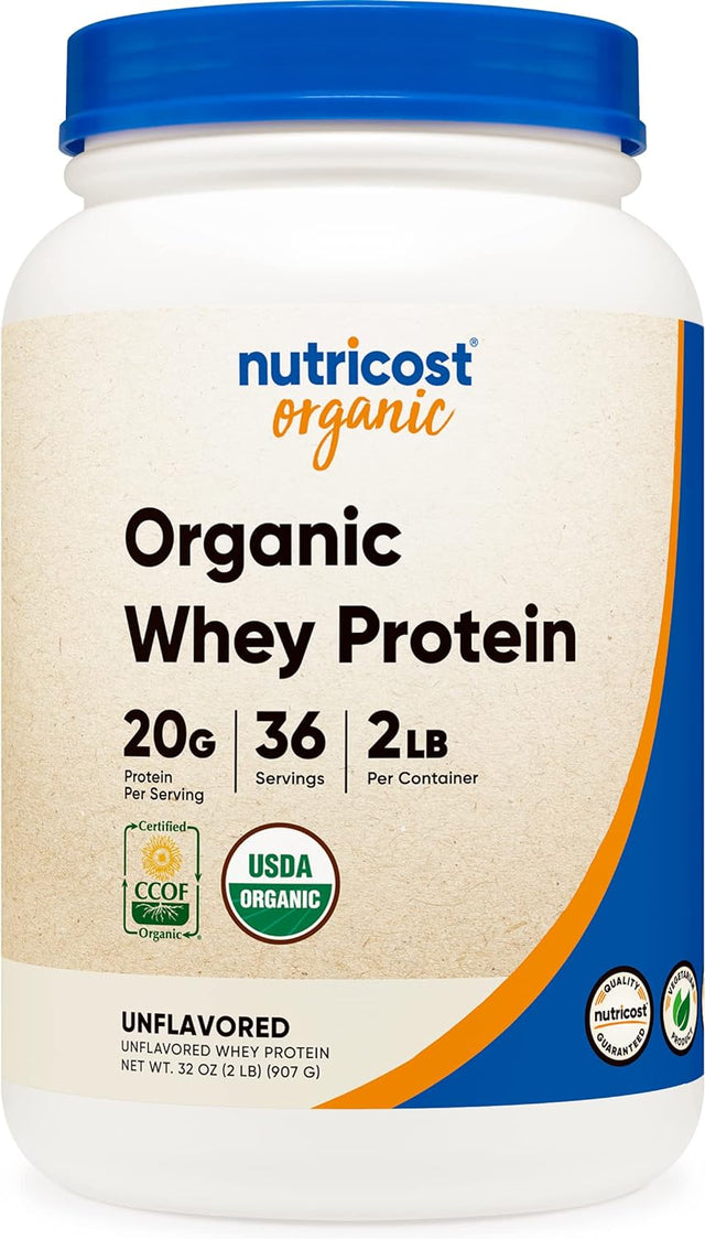 Nutricost Organic Whey Protein Powder (Unflavored) 2 LB - Non-Gmo