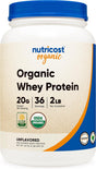 Nutricost Organic Whey Protein Powder (Unflavored) 2 LB - Non-Gmo