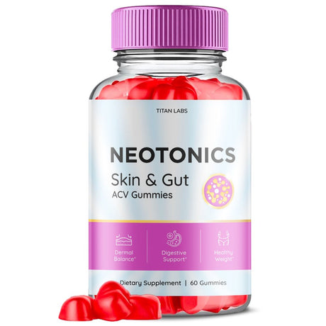 (1 Pack) Neotonics Skin and Gut ACV Gummies - Apple Cider Vinegar Supplement for Dermal Balance, Digestive Support, Healthy Weight - Dietary Supplements for Skin and Gut - 60 Gummies