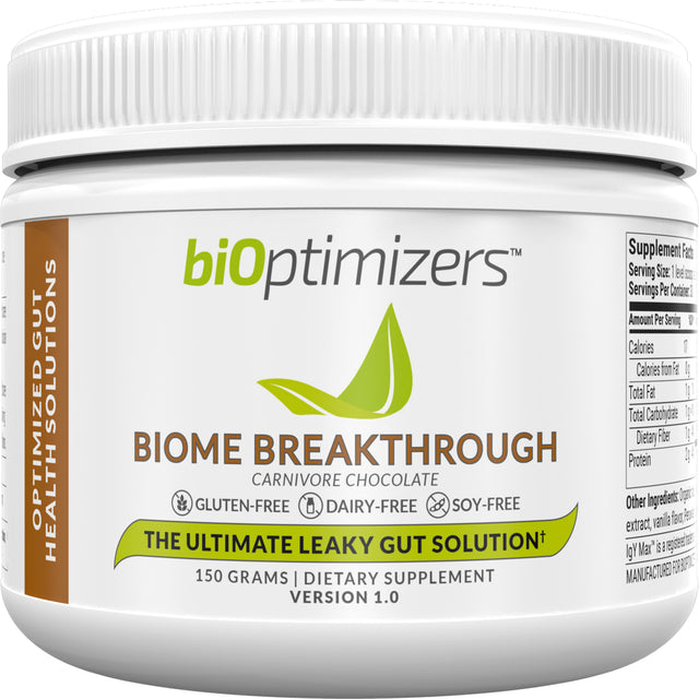 Biome Breakthrough by Bioptimizers: Leaky Gut Repair Powder, Chocolate, 150G