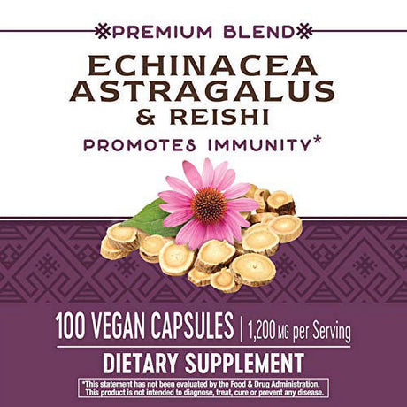 Nature'S Way Echinacea Astragalus & Reishi, Premium Blend, Promotes Immunity, Non-Gmo, 100 Capsules