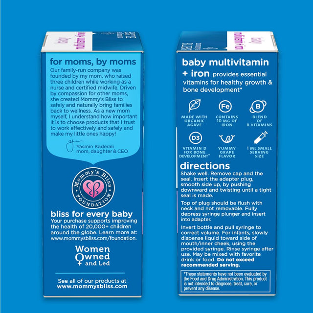 Mommy'S Bliss Baby Multivitamin and Iron Dietary Supplement, Grape Flavor, 30 Ml