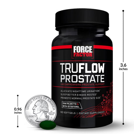 Truflow Prostate Health Support Supplement for Men with Beta Sitosterol, Saw Palmetto, and Melatonin to Improve Urinary Flow, Promote Sleep, Support Normal Prostate Size, Force Factor, 60 Softgels