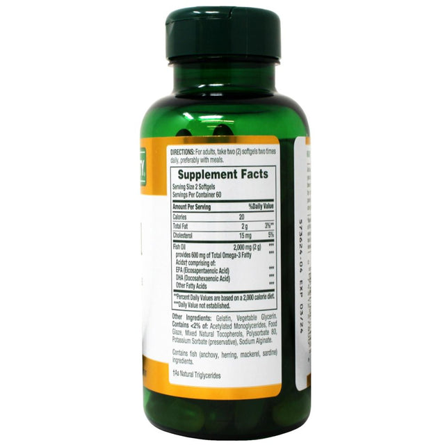 Nature'S Bounty 300 Mg Omega-3 Fish Oil 1000 Mg Softgels 120 Ea