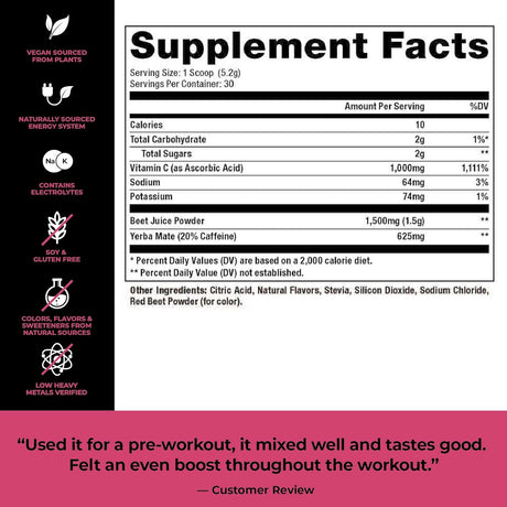 Beet Active - All-Natural Pre-Workout - Beet Root for Antioxidants and Stronger Nitric Oxide Levels - Yerba Mate for Energy and Focus with Vitamin C and Electrolytes, Gluten Free - Passion Fruit