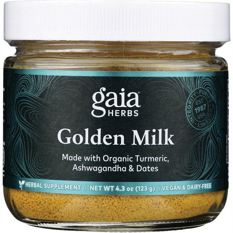 Gaia Herbs Golden Milk - Powdered Turmeric Supplement 4.3 Oz Pwdr