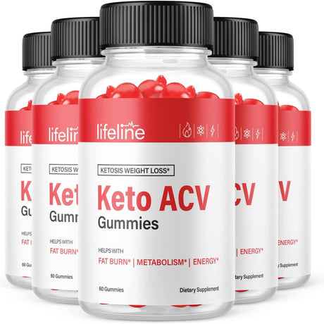 (5 Pack) Lifeline Keto ACV Gummies - Supplement for Weight Loss - Energy & Focus Boosting Dietary Supplements for Weight Management & Metabolism - Fat Burn - 300 Gummies