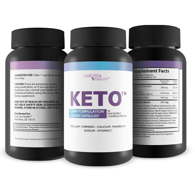 Keto Gummy Formulation Cleanse Capsules 90 Day Supply 1 Capsule per Day - Help Detox Cleanse Waste & Toxins with Keto Apple Cider Vinegar Cleanse - Contains Calcium, Magnesium, Psyllium Cleanse