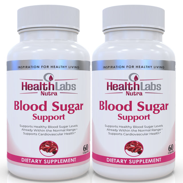 Health Labs Nutra Blood Sugar Ultra - Supports Healthy Blood Sugar Levels, Cardiovascular Health, Strengthens Immune System - Pack of 2