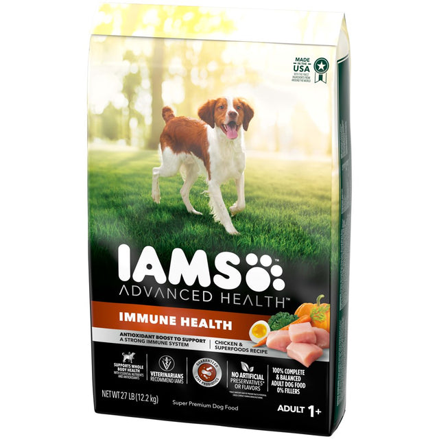 IAMS Advanced Health IMMUNE HEALTH Chicken & Superfoods Flavor Dry Dog Food for Adult Dogs, 27 Lb. Bag