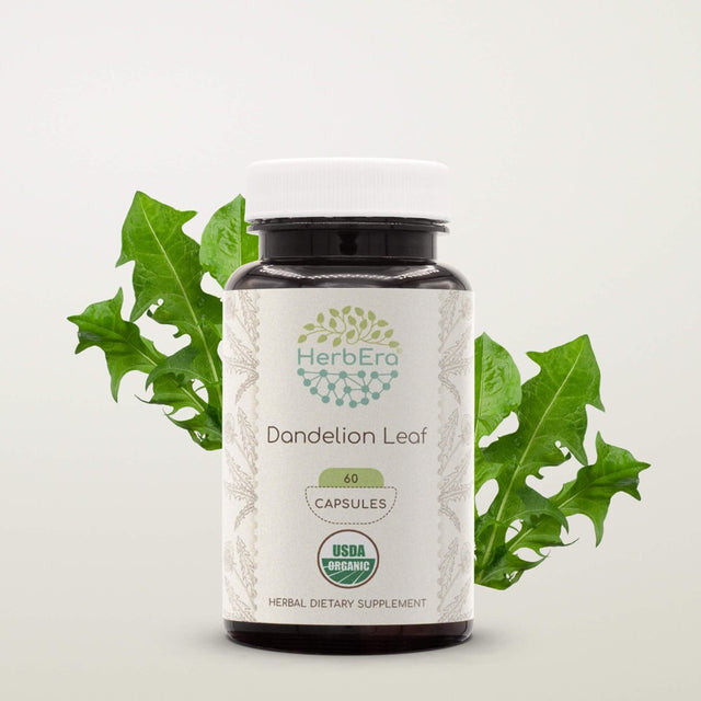 Dandelion Leaf 60 Capsules, 500 Mg, Organic Dandelion (Taraxacum Officinale) Dried Leaf