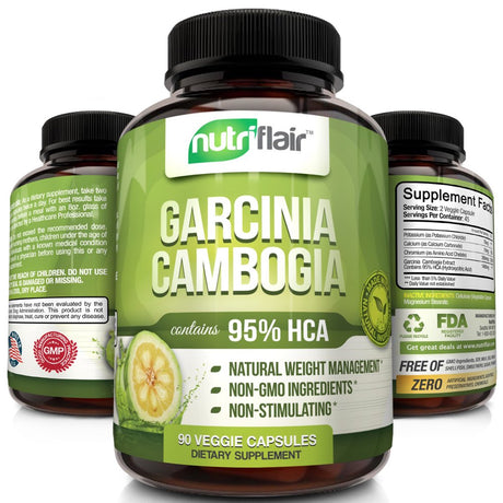 Nutriflair Garcinia Cambogia Supplement 95% HCA Metabolism Booster for Weight Loss 90 Capsules