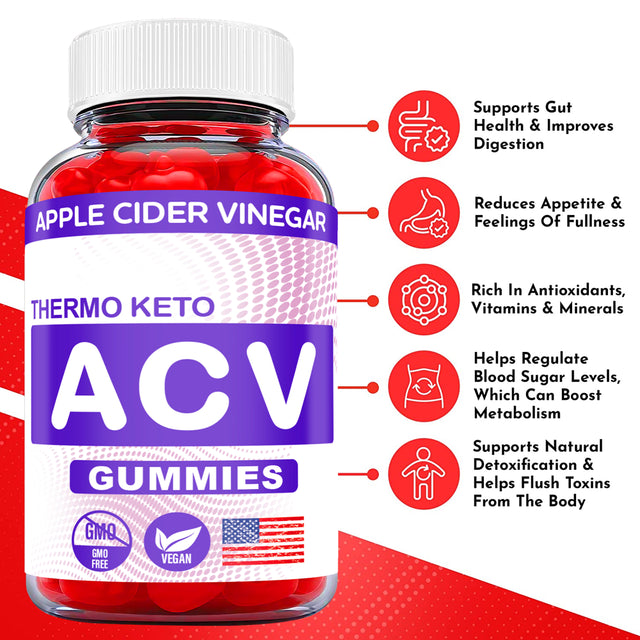 (1 Pack) Thermo Keto ACV Gummies - Supplement for Weight Loss - Energy & Focus Boosting Dietary Supplements for Weight Management & Metabolism - Fat Burn - 60 Gummies