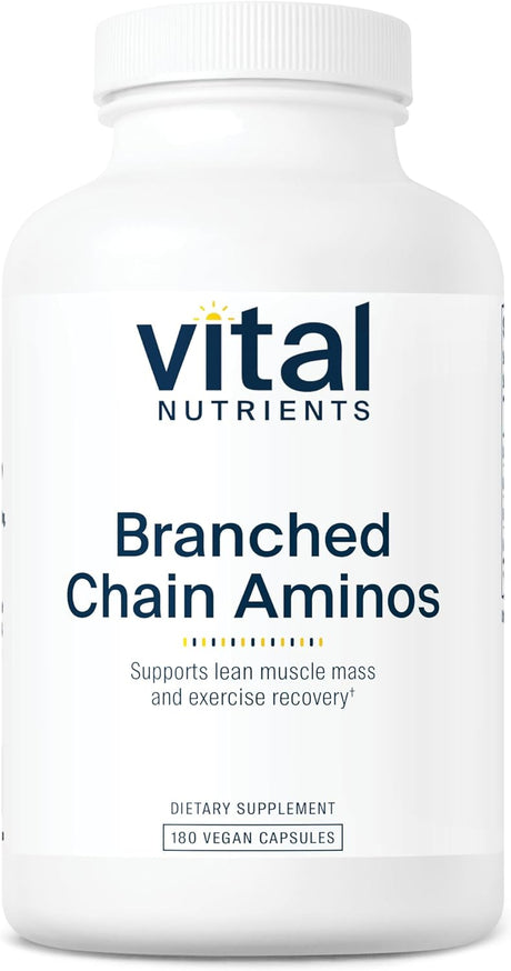 Vital Nutrients - Branched Chain Aminos - Blend of L-Leucine, L-Isoleucine, L-Valine, and L-Lysine Hcl Amino Acids - 180 Vegetarian Capsules per Bottle