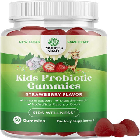 Immune Booster Kids Probiotic Gummies - Bacillus Subtilis Probiotic for Kids Stomach Relief Body Cleanse Immune Boost and Colon Detox - Constipation Relief and Digestive Health Kids Vitamins Gummy