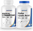 Nutricost Alpha Lipoic Acid 600Mg, 240 Caps & Acetyl L-Carnitine 500Mg, 180 Caps