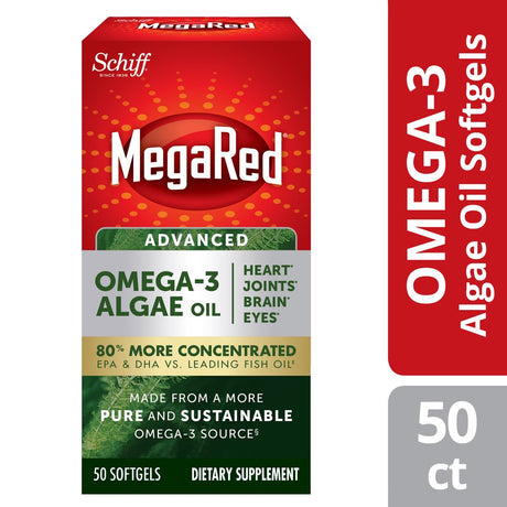 Megared Advanced Omega-3 Algae Oil Softgels (50 Count), Omega-3’S for Heart, Joints, Brain & Eye Health*