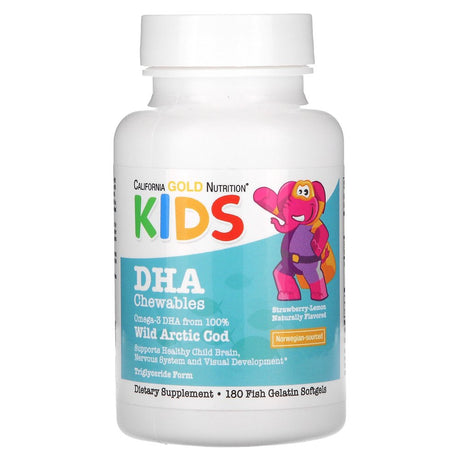 Childrens DHA Omega-3 Fish Oil Chewables, Wild Arctic Cod, Strawberry-Lemon Flavor, Non GMO, Soy Free, Gluten Free, 180 Fish Gelatin Softgels