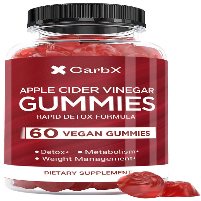 Carbx Apple Cider Vinegar Gummies - Rapid Detox Formula - Weight Management & Boosts Metabolism - Helps Detox and Cleanse - Gluten & GMO Free - Vegan Friendly (1-Bottle)