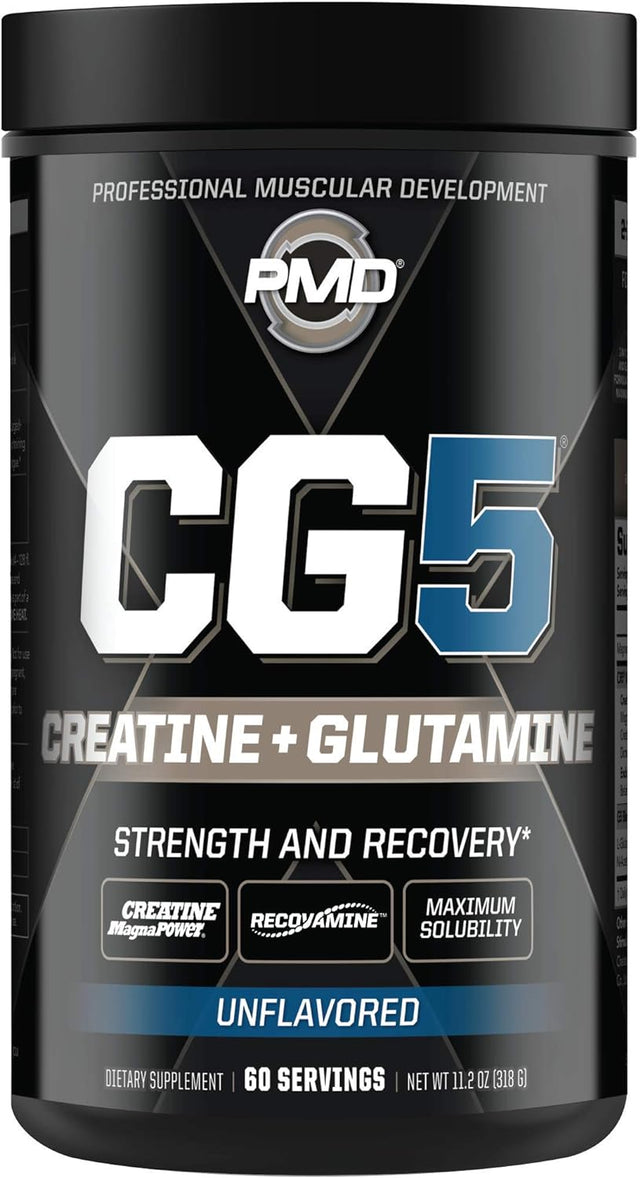 PMD Sports CG5 - Premium Creatine and L-Glutamine Powder (60 Servings) Sports BCAA Stim Free Amino Acids for Enhanced Recovery – Blue Razz (30 Servings)