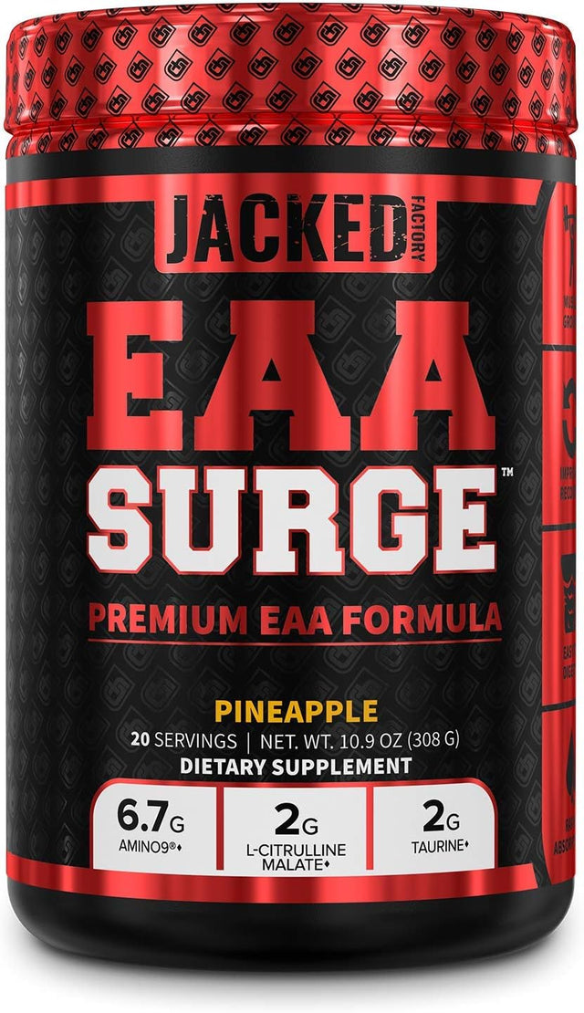 Jacked Factory PUMPSURGE Caffeine Free Pre Workout Supplement, EAA Surge Premium EAA Amino Acids Supplement, Authentic ISO 100% Grass Fed Muscle Building Whey Protein Isolate Powder