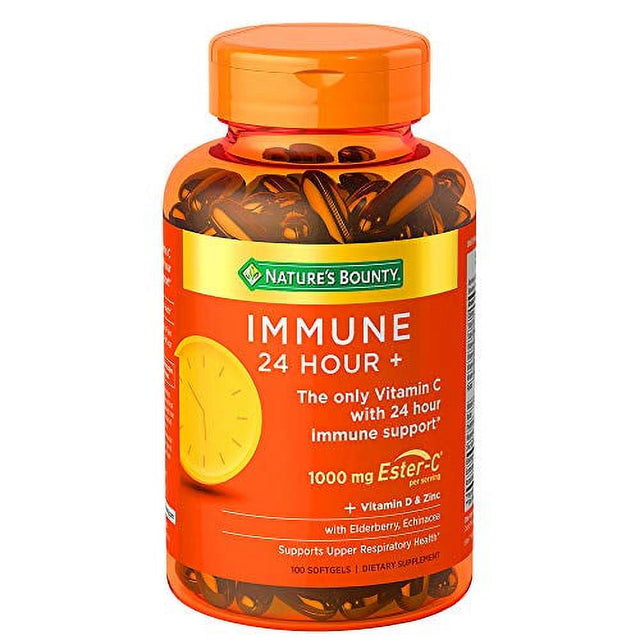 Nature'S Bounty Immune 24 Hour +, 24 Hour Immune Support from Ester C, 100 Rapid Release Softgels, 100 Count