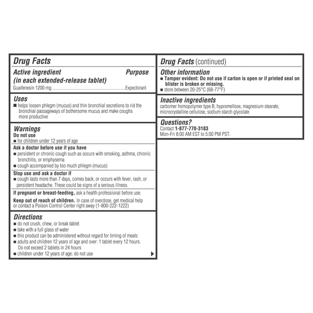Curist Mucus Relief Guaifenesin Extended Release Tablets 1200 Mg 150 Tablets OTC Mucus Relief Better Cough