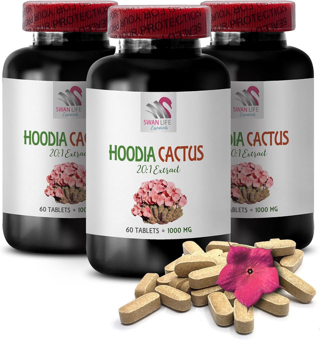 Hoodia Gordonii Pills - HOODIA CACTUS 20:1 EXTRACT - Weight Loss for Women - Appetite Suppressant for Weight Loss Women Hoodia, Hoodia Gordonii Kalahari Desert, Hoodia Cactus, 3 Bottles 180 Tablets