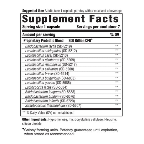 INNATE Response Formulas Flora 300-14 - 7 Day Intensive Probiotic Supplement with 300 Billion CFU - 14 Probiotic Strains - Vegan, Non-Gmo, and Gluten-Free - 7 Capsules (7 Servings)