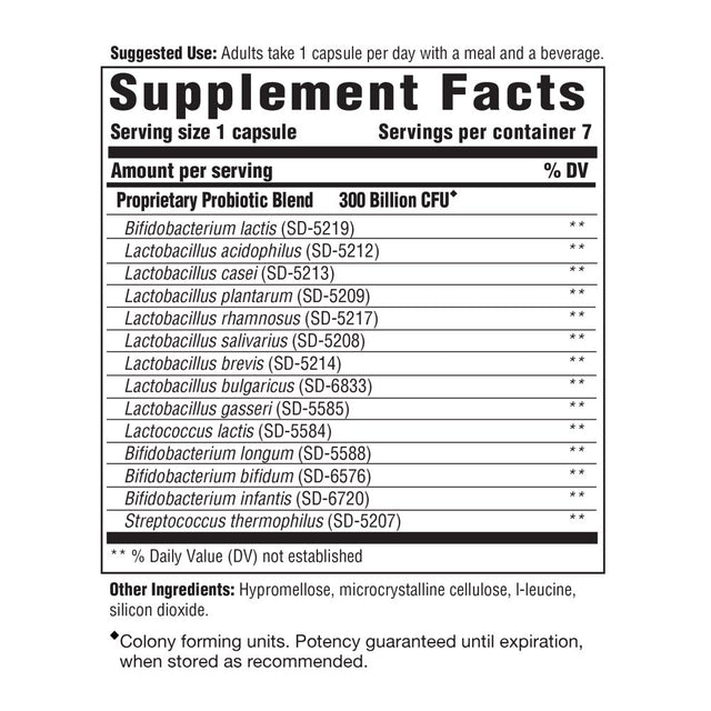 INNATE Response Formulas Flora 300-14 - 7 Day Intensive Probiotic Supplement with 300 Billion CFU - 14 Probiotic Strains - Vegan, Non-Gmo, and Gluten-Free - 7 Capsules (7 Servings)