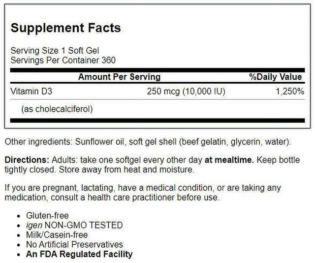 Carlson Labs - Vitamin D3 10000 IU - 360 Softgels