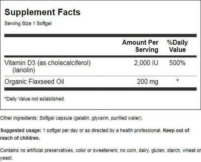 Natural Factors Vitamin D3 2,000 Iu 120 Sgels