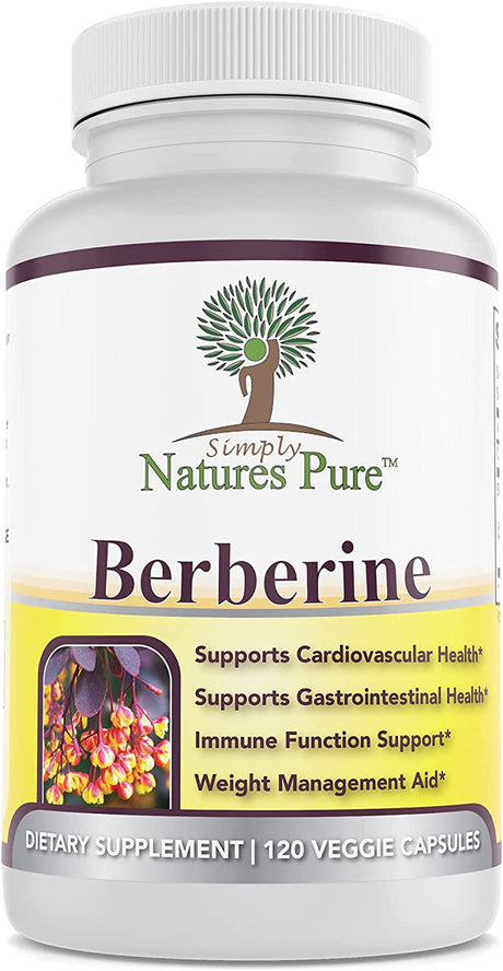 Simply Natures Pure Premium Berberine Hcl 500Mg - 120 Capsules - Cardiovascular Gastrointestinal Immune Support - Chromium Cinnamon 120 Count (Pack of 1)